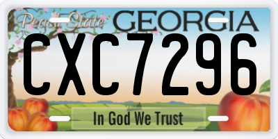 GA license plate CXC7296