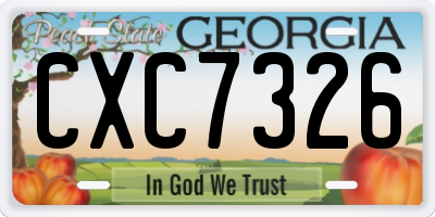 GA license plate CXC7326