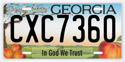 GA license plate CXC7360