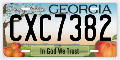 GA license plate CXC7382