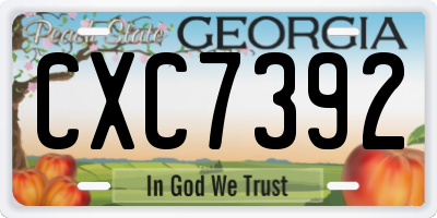 GA license plate CXC7392