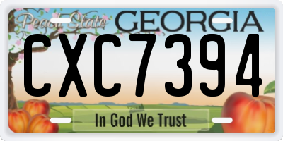 GA license plate CXC7394