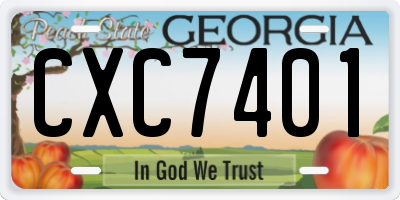 GA license plate CXC7401