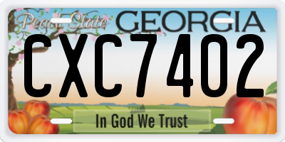 GA license plate CXC7402