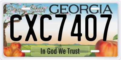GA license plate CXC7407