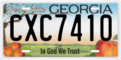 GA license plate CXC7410