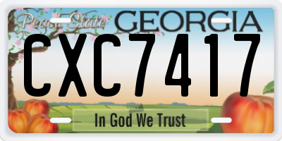 GA license plate CXC7417