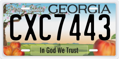 GA license plate CXC7443
