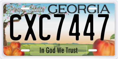 GA license plate CXC7447
