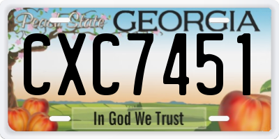 GA license plate CXC7451