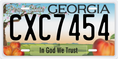 GA license plate CXC7454