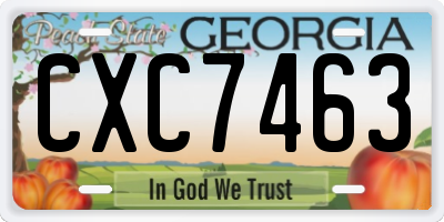 GA license plate CXC7463