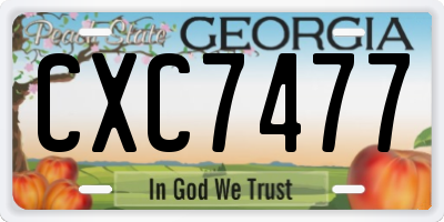 GA license plate CXC7477