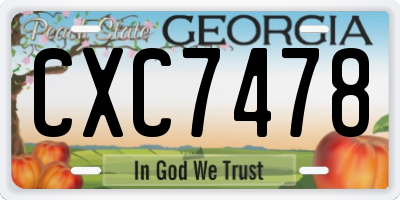 GA license plate CXC7478