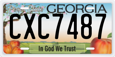 GA license plate CXC7487