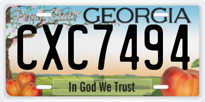 GA license plate CXC7494