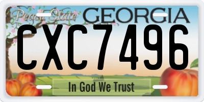 GA license plate CXC7496