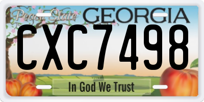GA license plate CXC7498