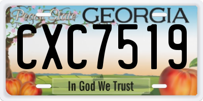 GA license plate CXC7519