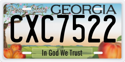 GA license plate CXC7522