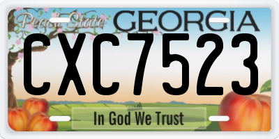 GA license plate CXC7523