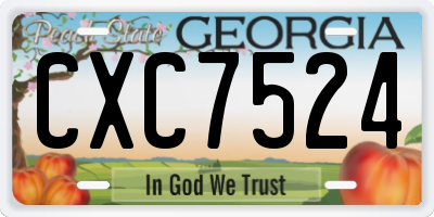 GA license plate CXC7524