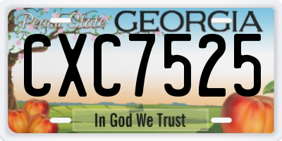 GA license plate CXC7525
