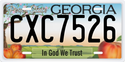 GA license plate CXC7526