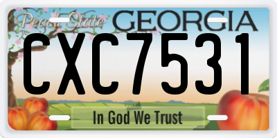GA license plate CXC7531