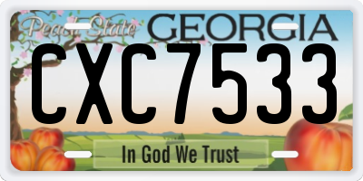 GA license plate CXC7533