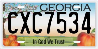 GA license plate CXC7534