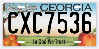 GA license plate CXC7536