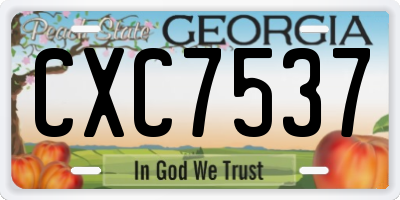 GA license plate CXC7537