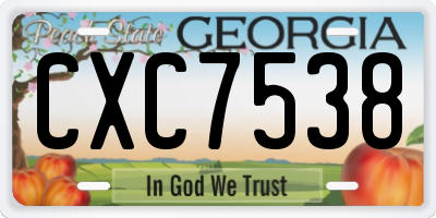 GA license plate CXC7538