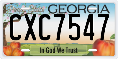 GA license plate CXC7547
