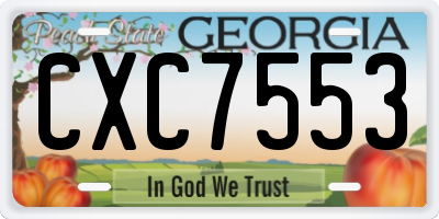 GA license plate CXC7553