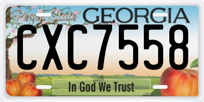 GA license plate CXC7558
