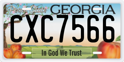 GA license plate CXC7566
