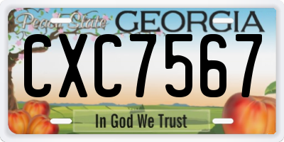 GA license plate CXC7567