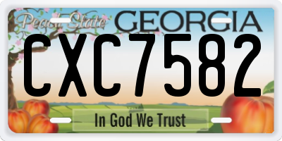 GA license plate CXC7582