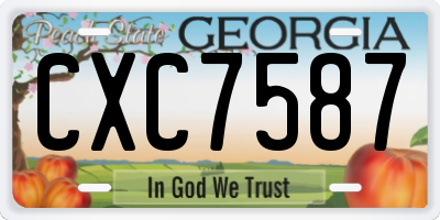 GA license plate CXC7587