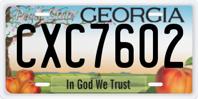 GA license plate CXC7602