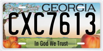 GA license plate CXC7613
