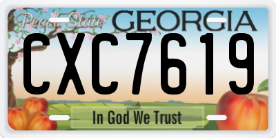 GA license plate CXC7619