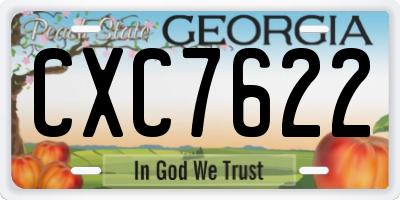 GA license plate CXC7622