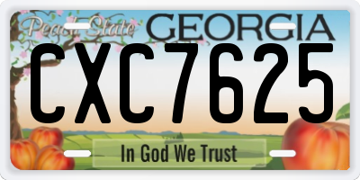 GA license plate CXC7625