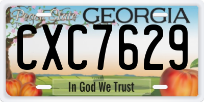 GA license plate CXC7629