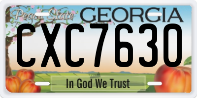 GA license plate CXC7630