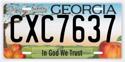 GA license plate CXC7637