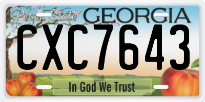 GA license plate CXC7643